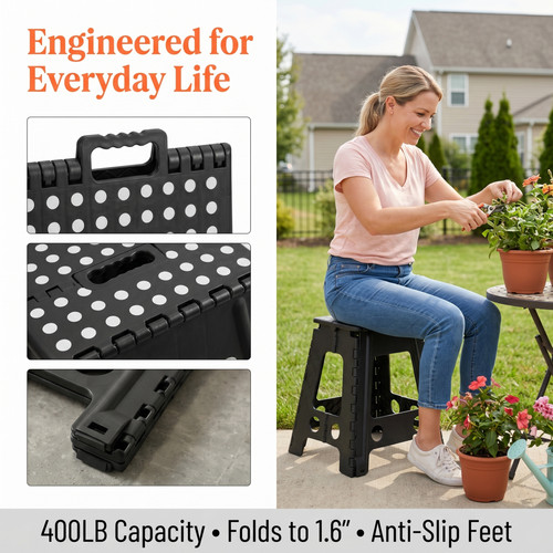 Inch folding step stool max - inch,